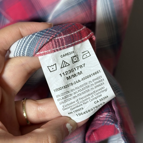 Wrangler Men Western Red Plaid Button Down Long Sleeve Shirt size M. - Picture 5 of 8